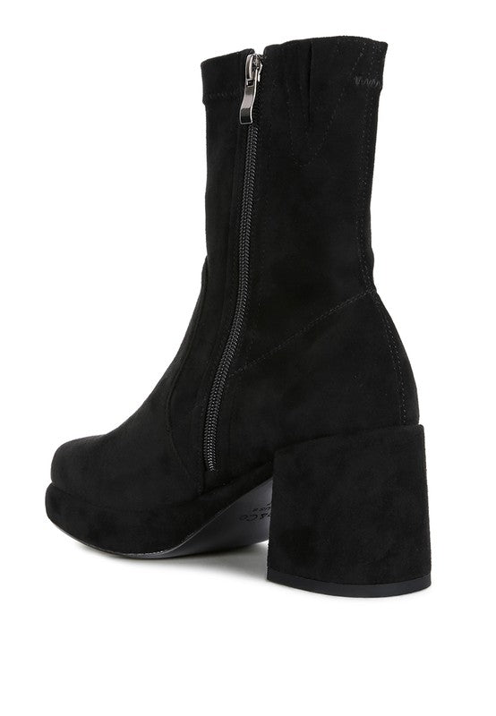 Two Cubes Stretch Suede Ankle Boots