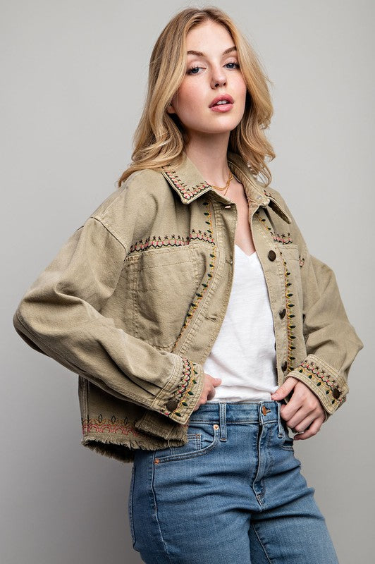 Embroidered Twill Jacket