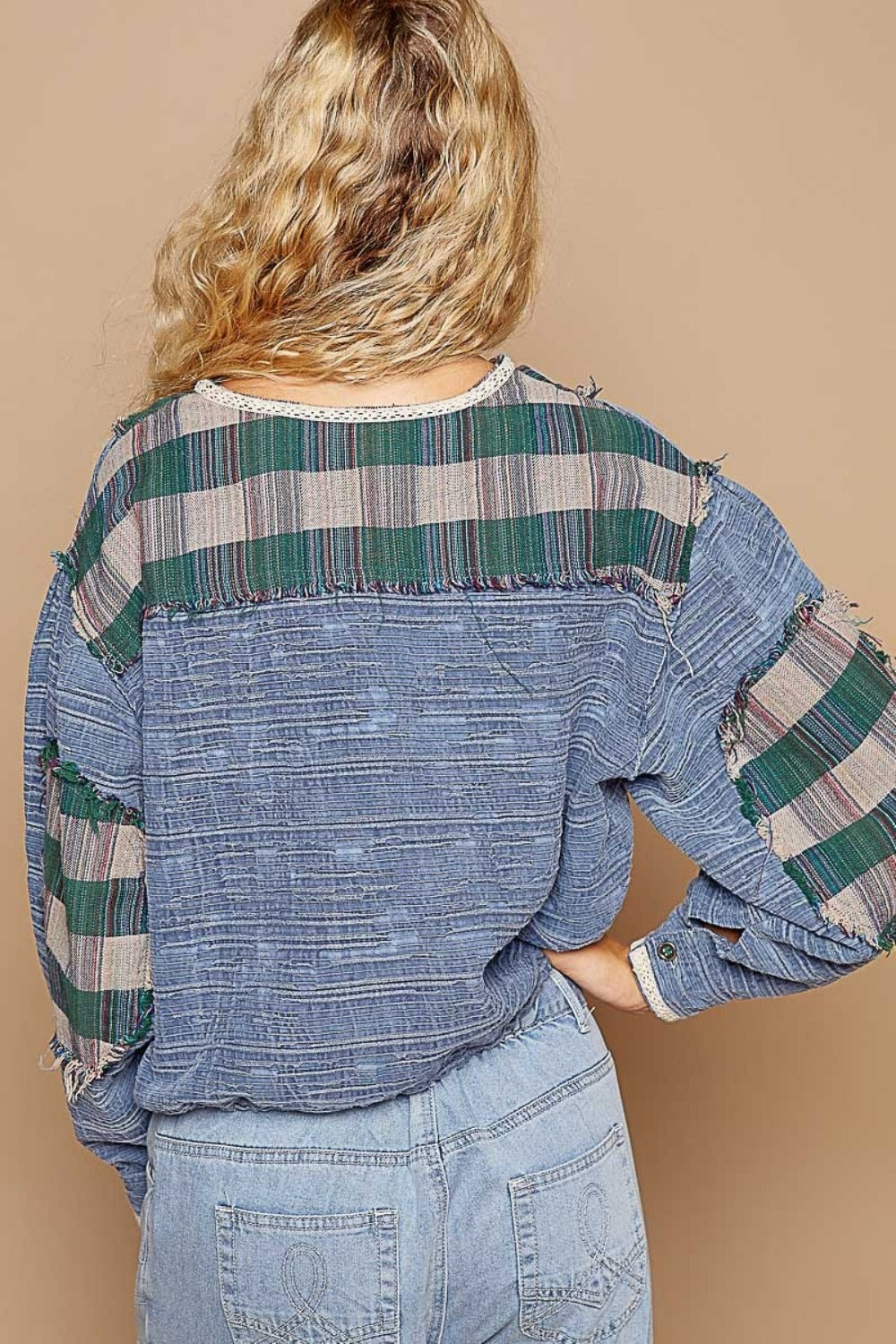 Teal Long Sleeve Plaid Shirt