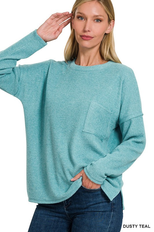 Ribbed Brushed Melange Hacci Sweater