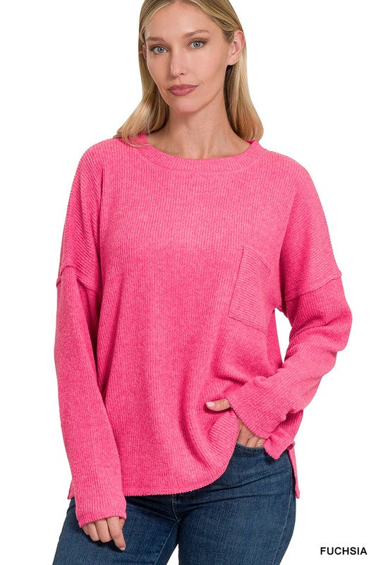 Ribbed Brushed Melange Hacci Sweater