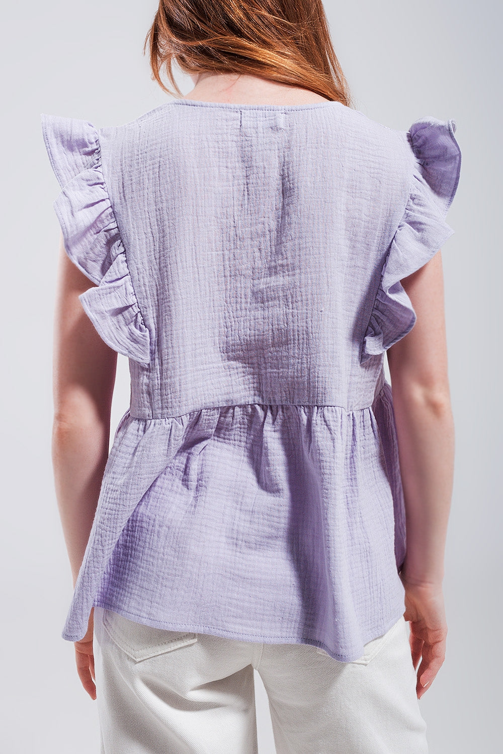 Top With Ruffled Sleeves in Lilac