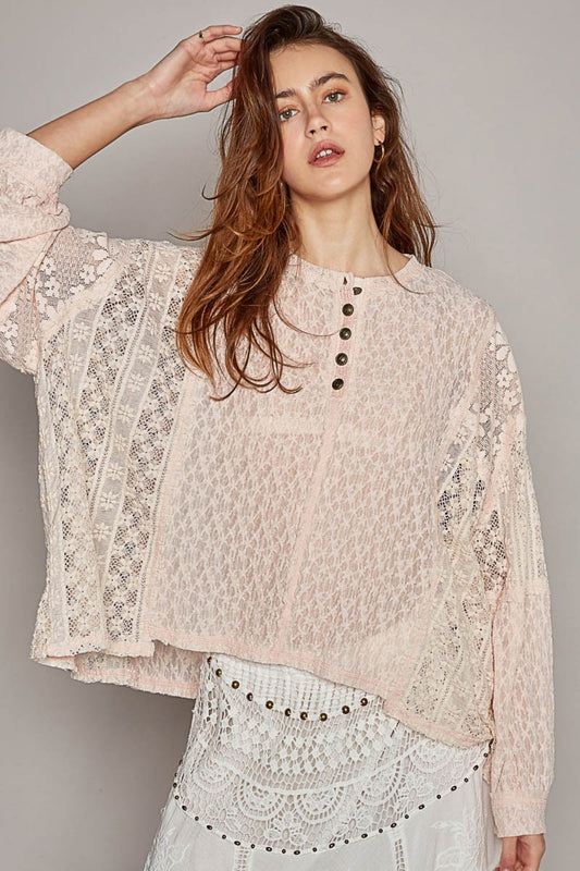 POL Raw Edge Lace Top