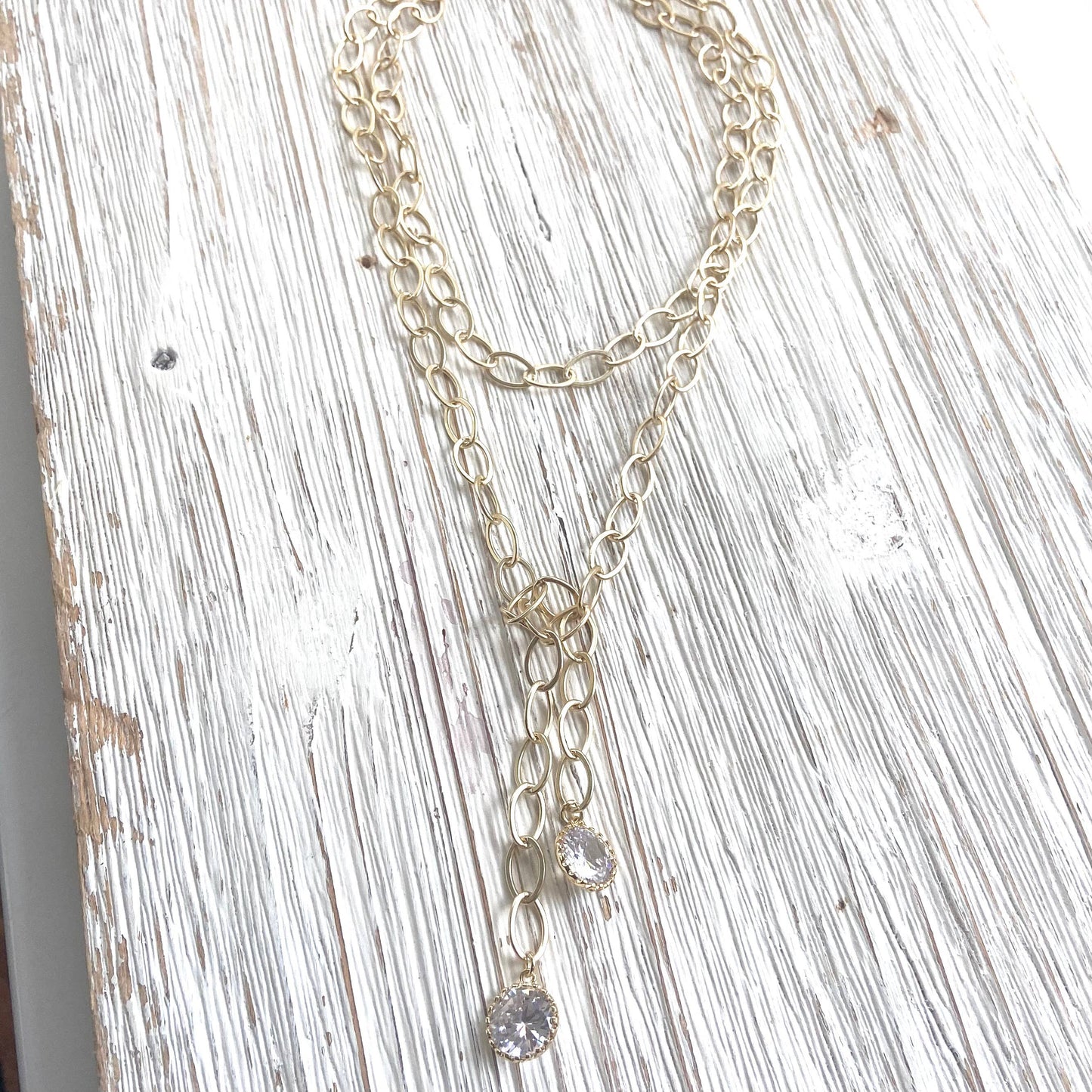 Chunky Matte Gold Crystal Necklace