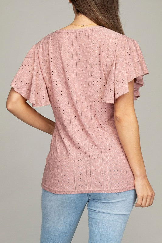 Embroidered Eyelet Top