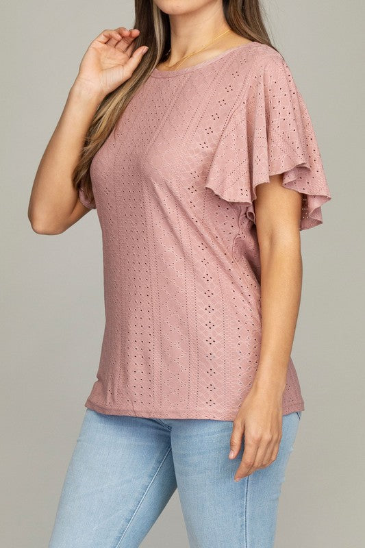 Embroidered Eyelet Top