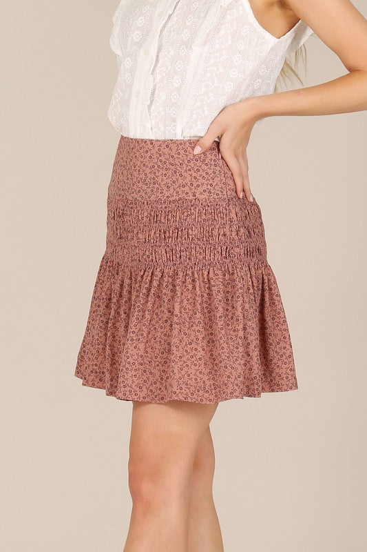 Floral smocked skirt