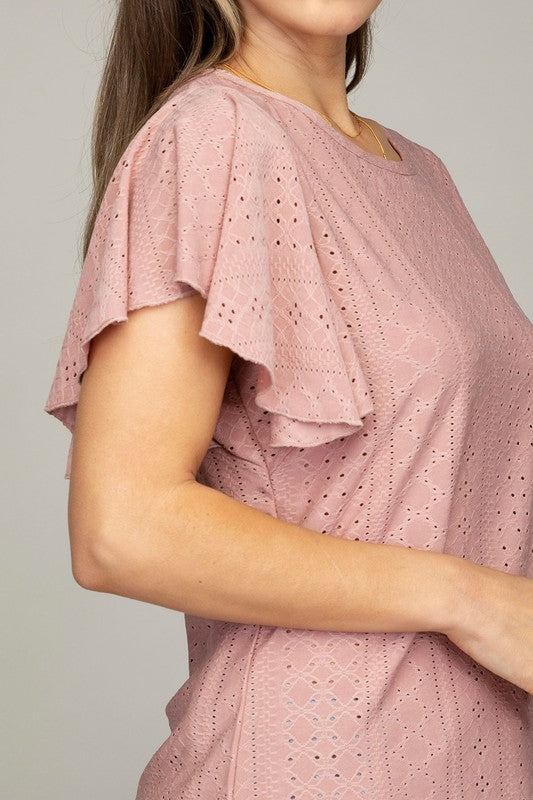 Embroidered Eyelet Top