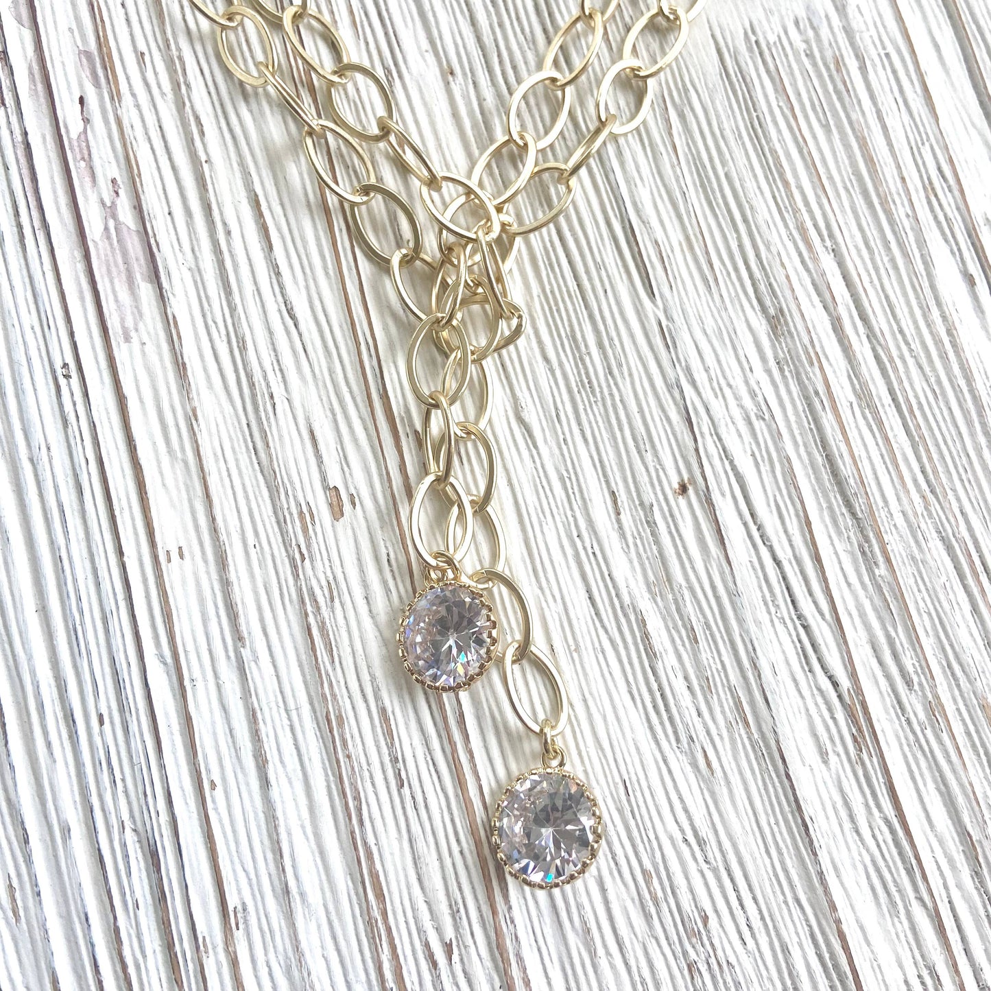 Chunky Matte Gold Crystal Necklace