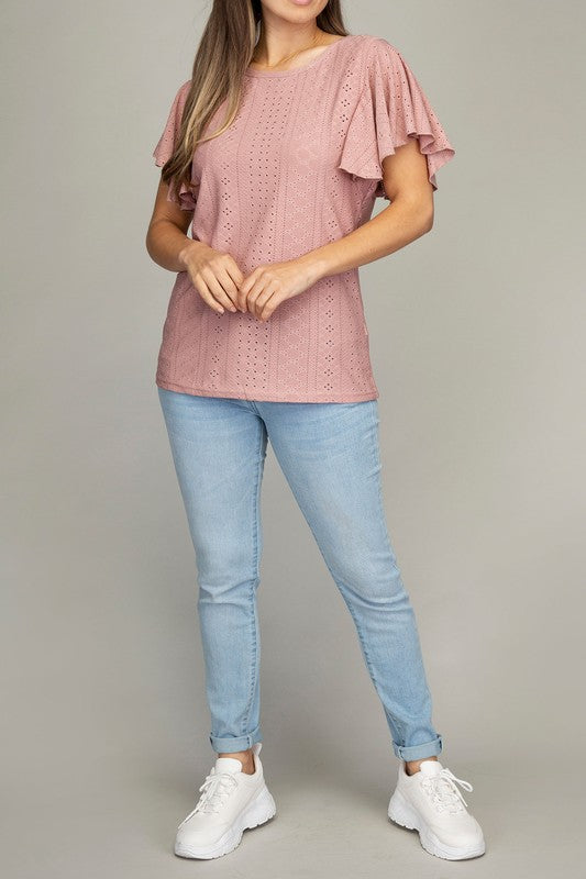 Embroidered Eyelet Top