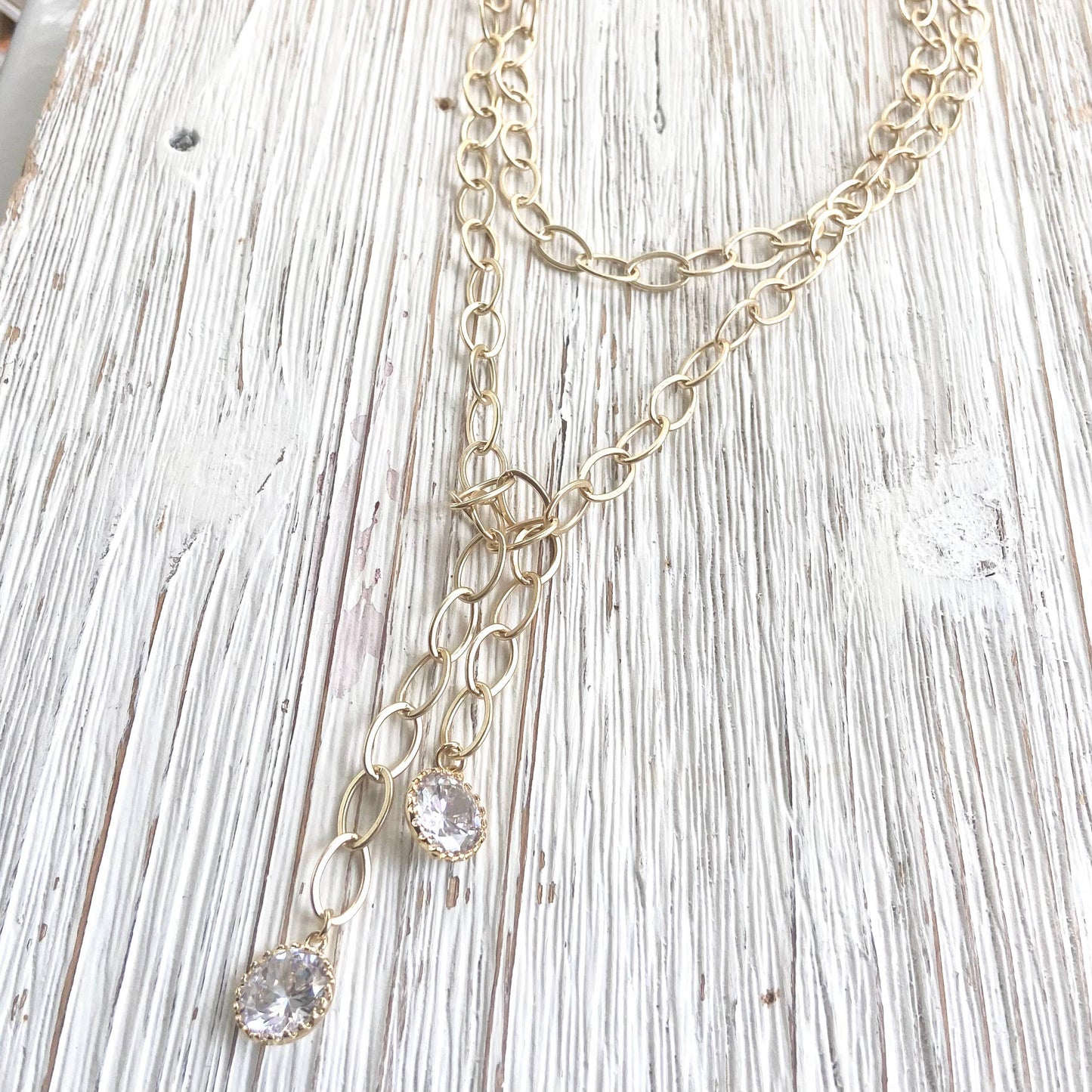 Chunky Matte Gold Crystal Necklace