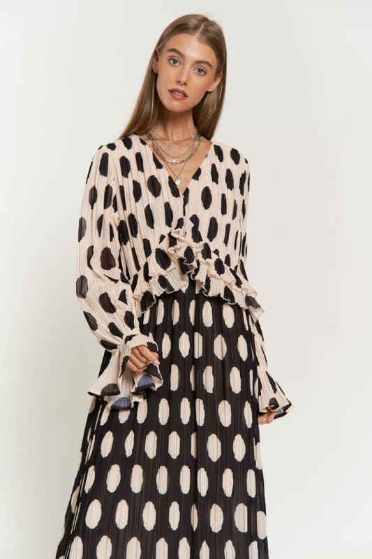 Long sleeve polka on sale dot maxi dress