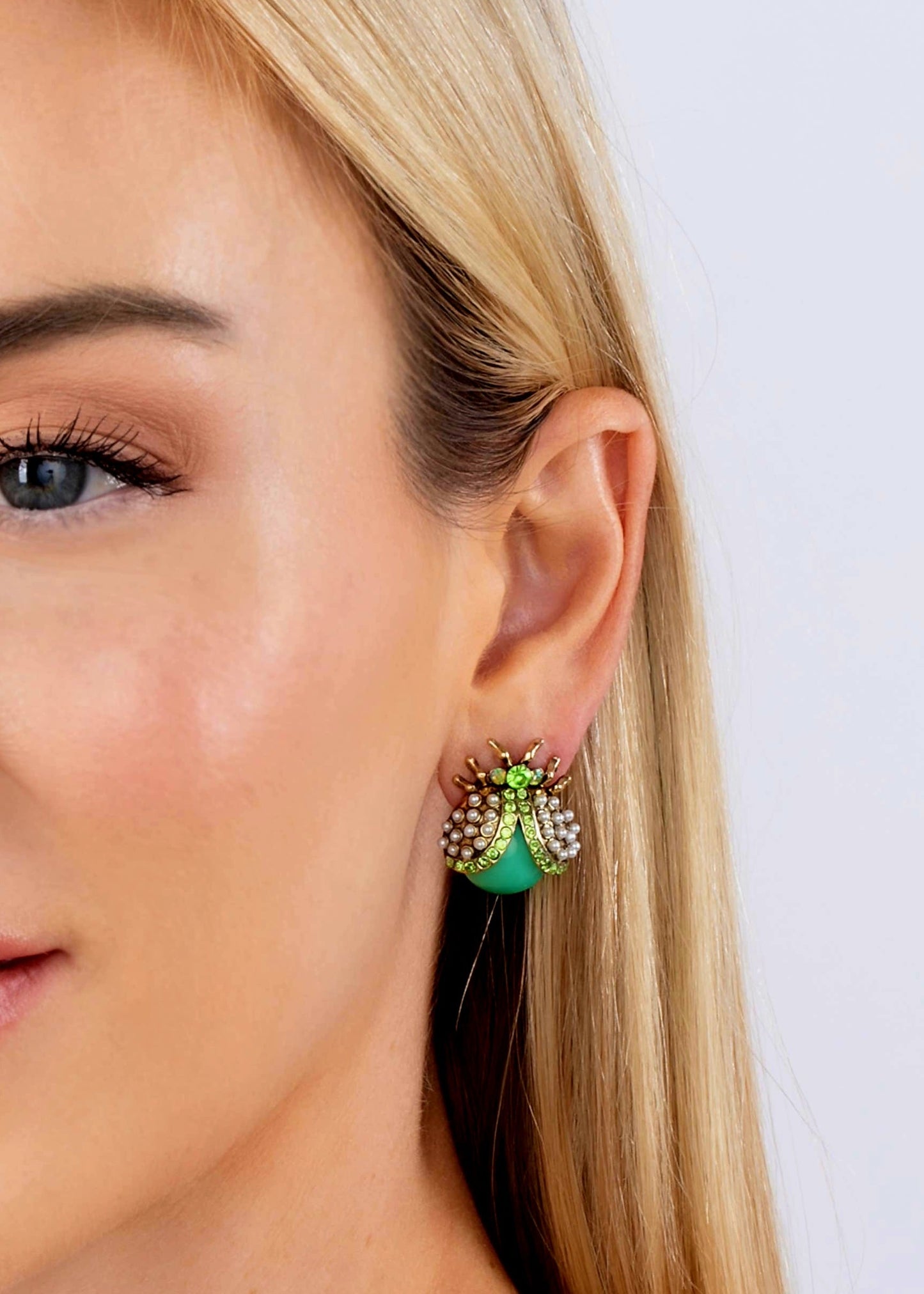 Yellow Beetle Stud Earrings