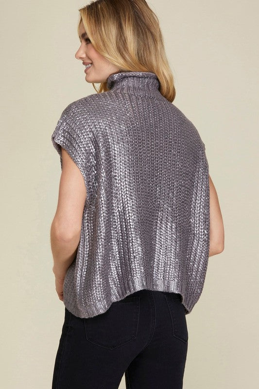 Silver Coated Knit Top