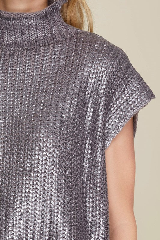 Silver Coated Knit Top