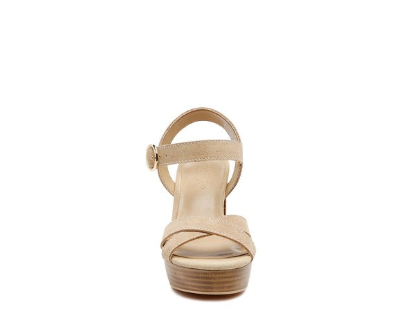 Choupette Suede Leather Block Heeled Sandal