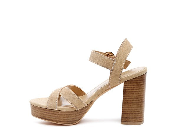 Choupette Suede Leather Block Heeled Sandal