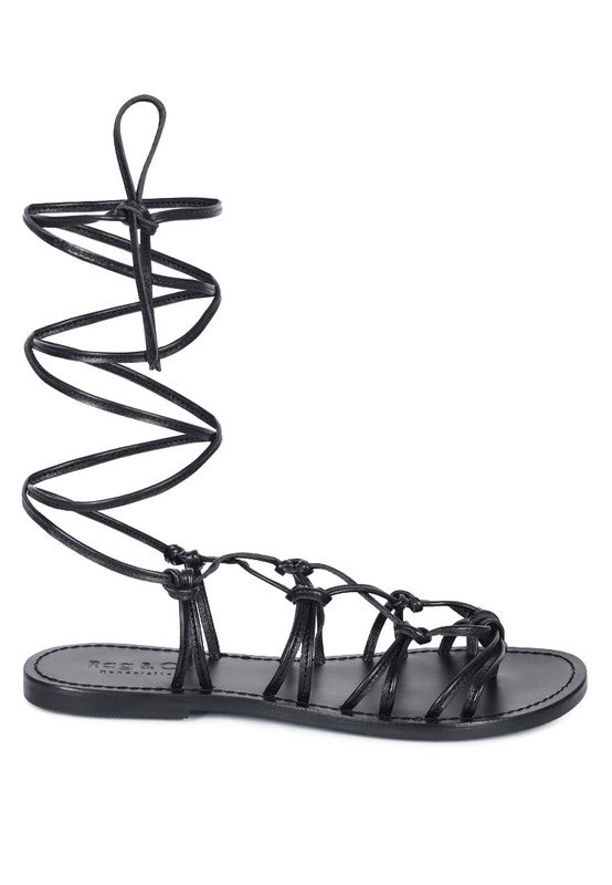 Baxea Handcrafted Tie Up Flat Sandals