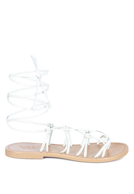 Baxea Handcrafted Tie Up Flat Sandals