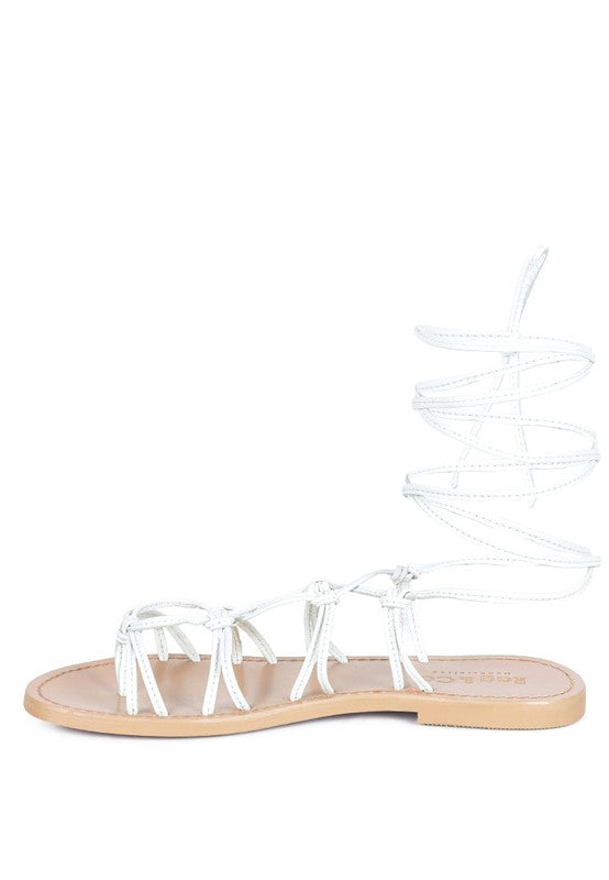 Baxea Handcrafted Tie Up Flat Sandals