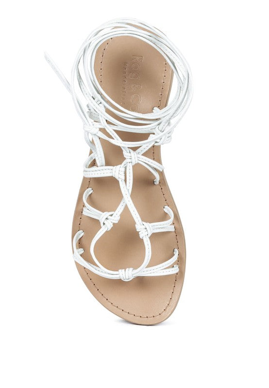 Baxea Handcrafted Tie Up Flat Sandals
