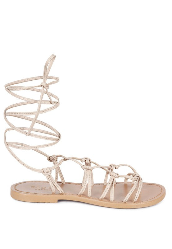 Baxea Handcrafted Tie Up Flat Sandals