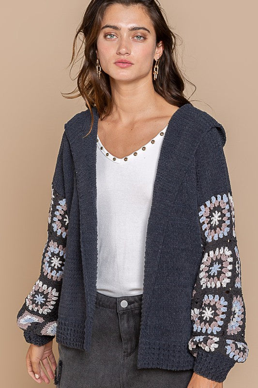 Cardigan With Hand-Crafted Knitting Panel Sleeve