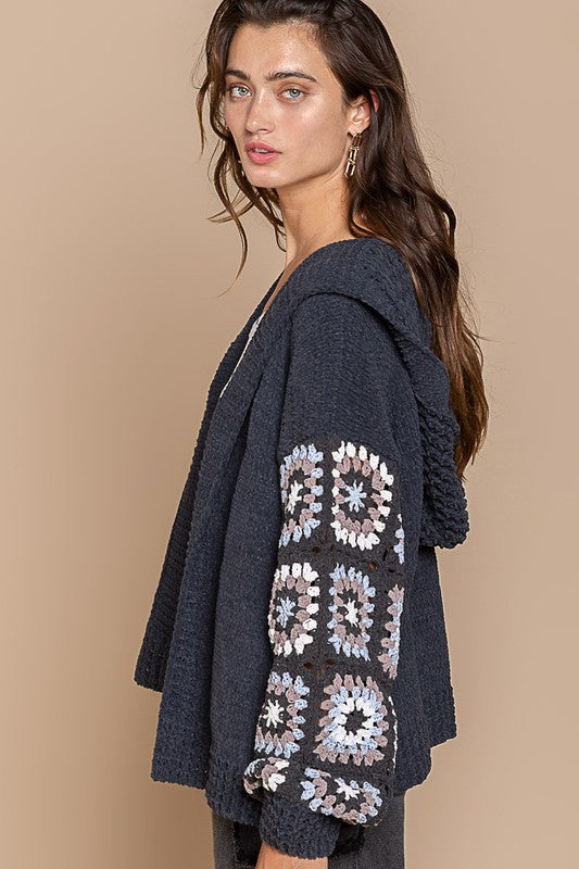Cardigan With Hand-Crafted Knitting Panel Sleeve