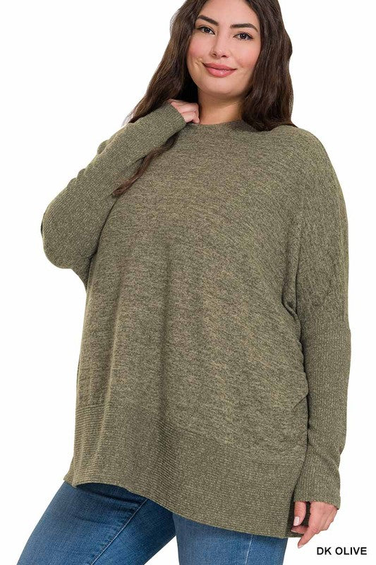 PLUS BRUSHED MELANGE HACCI OVERSIZED SWEATER