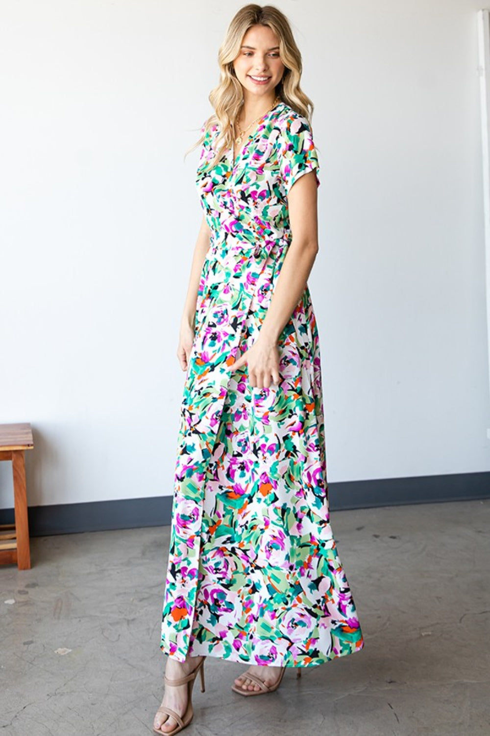 Floral Tie Waist Maxi Dress