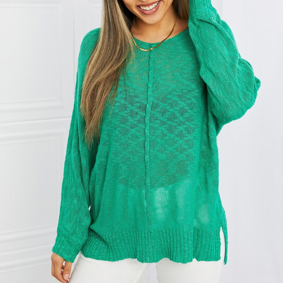 Slubbed Knit Top in Kelly Green